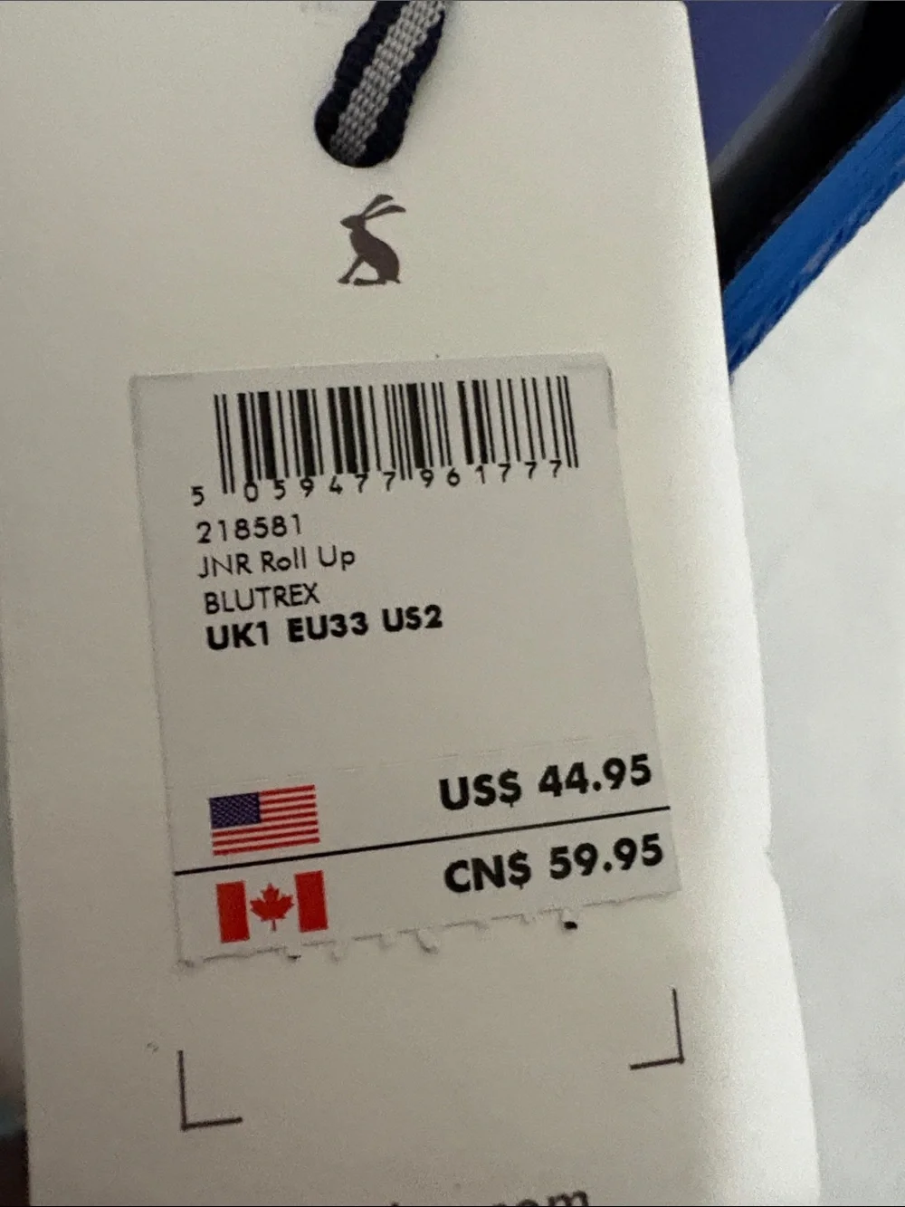 Joules Kids' Blue Rain Boots size US 2 NWT